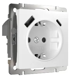 Розетка с заземлением, шторками и USB тип A+C (белый) W1171701