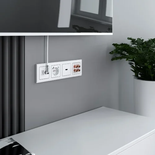 Розетка с заземлением, шторками и USB тип A+C (белый) W1171701 - фото 5