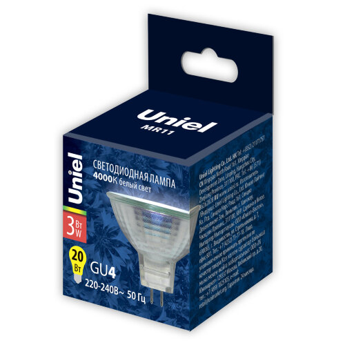 LED-MR11-3W-NW-GU4-220V GLZ21TR Лампа светодиодная, 220V, Прозрачная, Белый свет 4000K. - фото 4