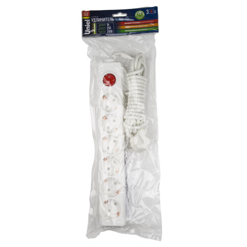 S-GCD6-3B Удлинитель Uniel серии Стандарт, с-з, 6 гн., шнур 3 м, выкл. - фото 6
