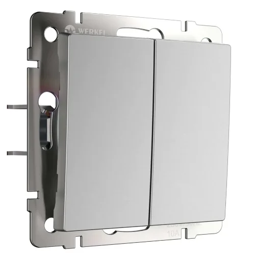 Выключатель двухклавишный с самовозвратом серебряный W1122406 - фото