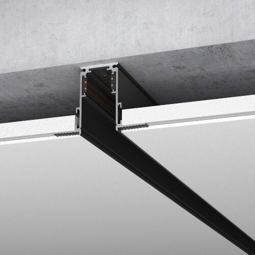 Шинопровод встраиваемый черный 1м Slim Magnetic - фото 1