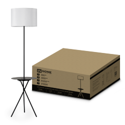 Светильник напольный под лампу ТНО 04П-Е27-WB 230В полка, белый абажур, черная тренога IN HOME