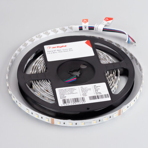 Светодиодная лента RT-В60-12mm 24V RGBW-White-4-in-1 (19.2 W/m, IP20, 5060, 5m) (Arlight, Открытый) 019096(2) - фото 5