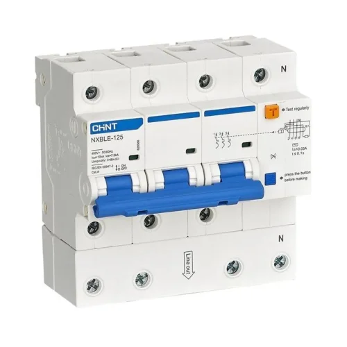 Выключатель автоматический дифференциального тока C 80А 30мА тип AC 10кА NXBLE-125 3P+N электронный (R) CHINT 820586 - фото