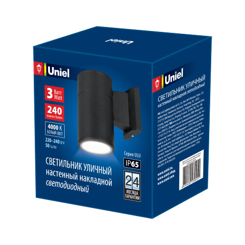 ULU-S21A-3W-4000K IP65 BLACK Светильник светодиодный уличный, Архитектурный накладной, Белый свет 4000K, Корпус черный. - фото 2