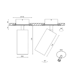 'Крепление сменное М1 для светильников VILLY, поворотное встраиваемое в гипсокартон, цвет Черный, VL-M1-BL 003413