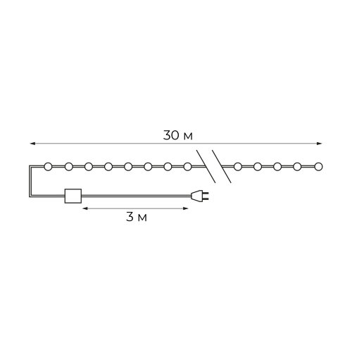 ULD-S3000-300-DGA MULTI IP20 DEW Гирлянда светодиодная Роса, 30м, 300 светодиодов, Разноцветный свет, Провод зеленый - фото 14