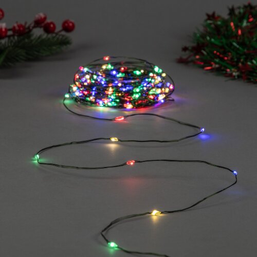 ULD-S3000-300-DGA MULTI IP20 DEW Гирлянда светодиодная Роса, 30м, 300 светодиодов, Разноцветный свет, Провод зеленый - фото 8