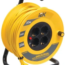 Удлинитель на катушке 4х30м с заземл. 10А IP20 Industrial УК30 3х1 термозащита IEK WKP14-10-04-30