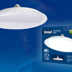 LED-U220-40W-4000K-E27-FR PLU01WH Лампа светодиодная, Форма UFO, матовая, Белый свет 4000K