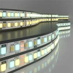 Лента светодиодная 24 В 16 Вт/м 240 Led/м 2835+2835 IP20, MIX теплый белый 3300K/холодный белый 6500K, 5 м Лента светодиодная 24V 16W 240Led 2835+2835 IP20 MIX теплый белый/холодный белый, 5м (053677)