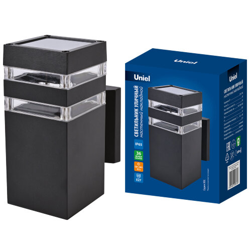 UUL-S23A 60W-E27 IP65 BLACK Светильник уличный, под лампу Е27, Архитектурный накладной, Корпус черный, TM Uniel - фото 5