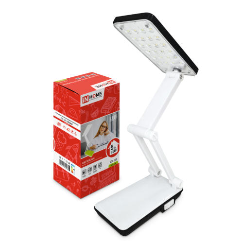 Светильник настольный светодиодный аккумуляторный ССО 12Ч 6Вт 6500К 360Лм 2 уровня яркости 230В ЧЕРНЫЙ IN HOME - Фото 2