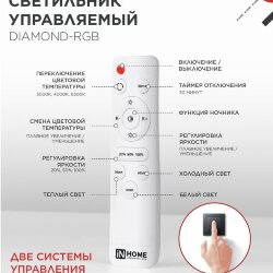 Светильник светодиодный COMFORT DIAMOND-RGB 55Вт 230В 3000-6500K 4400Лм 385x75мм с пультом дистанционного управления IN HOME
