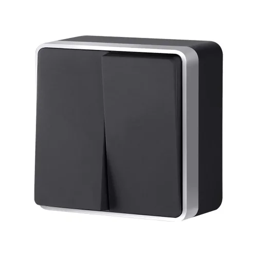 Выключатель двухклавишный Gallant черный с серебром W5020034 W5020034 - фото