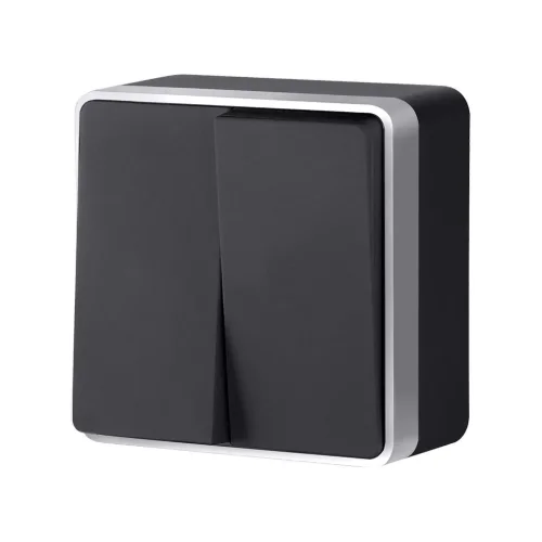 Выключатель двухклавишный Gallant черный с серебром W5020034 W5020034 - фото