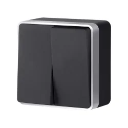 Выключатель двухклавишный Gallant черный с серебром W5020034 W5020034