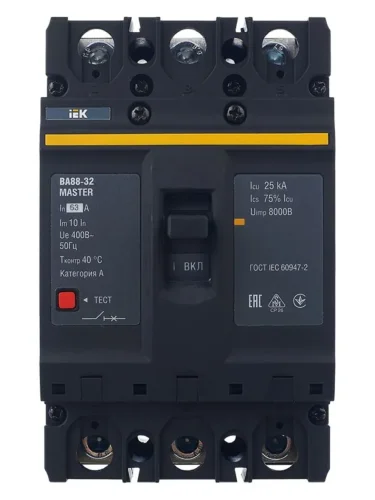 Выключатель автоматический 3п 63А 25кА ВА88-32 MASTER IEK SVA10-3-0063-02 - фото 2
