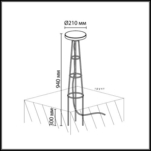 Ландшафтный грунтовый светильник «ODEON LIGHT» 7108/15GL, серия: LIANA (встраиваемый в грунт). Фото 2.