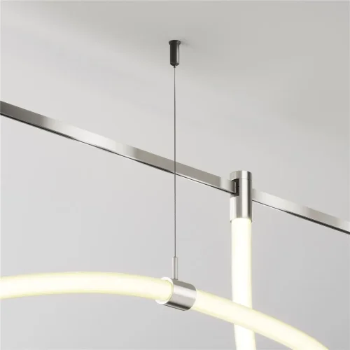 Потолочный коннектор с тросовым подвесом Tau в шинопровод Flarity платина (Платина) - фото 2