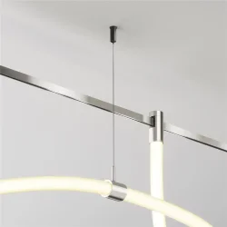 Потолочный коннектор с тросовым подвесом Tau в шинопровод Flarity платина (Платина)