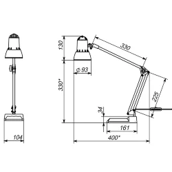 Светильник настольный 1xE27 | Чёрный на ПС струбцине | Надежда НДБ37-40-169 | - ТРАНСВИТ