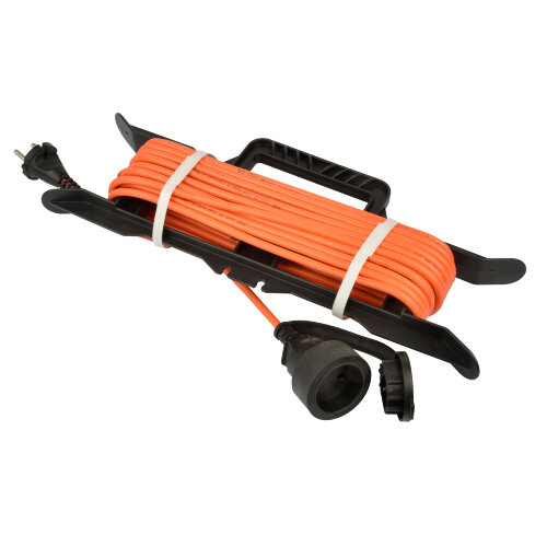 UG -UCK-1N-2x0.75-20M-F IP44 ORANGE Удлинитель силовой на рамке, б-з, 1гнездо, 20м ПВС 2х0.75, 6A, Оранжевый, TМ Uniel - фото 1