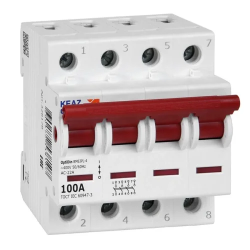 Выключатель нагрузки модульный OptiDin BM63PL-4100-УХЛ3 (ВМ63PL) КЭАЗ 328178 - фото