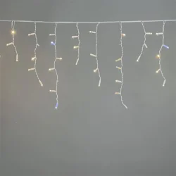 Гирлянда Бахрома 3,1 x 0,5 м Тепло-Белая с Мерцанием Белого Диода 220В, 120 LED, Провод Белый Каучук 2,3мм, IP65