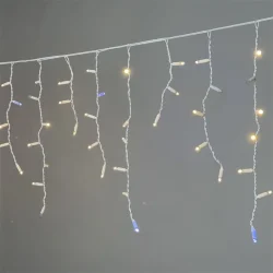 Гирлянда Бахрома 3,1 x 0,5 м Тепло-Белая с Мерцанием Белого Диода 220В, 120 LED, Провод Белый Каучук 2,3мм, IP65