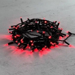 Гирлянда Нить с Колпачком 10м Красная 24В, 100 LED, Провод Черный ПВХ, IP65