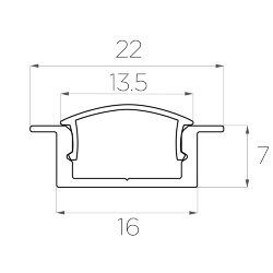 Профиль врезной алюминиевый LC-LPV-0722-2 Anod