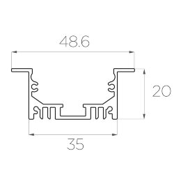 Профиль врезной алюминиевый LC-LPV-2050-2 Anod