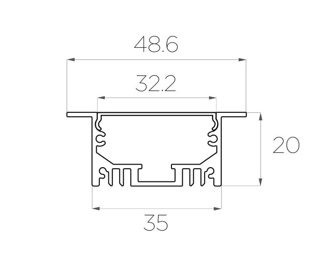 Профиль врезной алюминиевый LC-LPV-2050-2 Anod - фото 3
