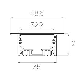 Профиль врезной алюминиевый LC-LPV-2050-2 Anod