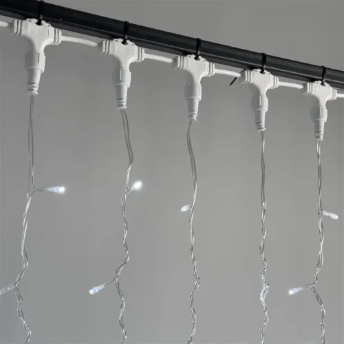 Гирлянда Занавес 2 x 1 м Белый 220В, 200 LED, Провод Прозрачный ПВХ, IP54. Фото 2.