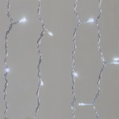 Гирлянда Занавес 2 x 1 м Белый 220В, 200 LED, Провод Прозрачный ПВХ, IP54. Фото 4.