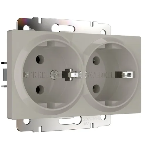 Розетка двойная с заземлением (дымчатый) W1272004 - фото