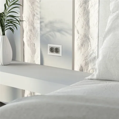 Розетка двойная с заземлением (дымчатый) W1272004 - фото 2