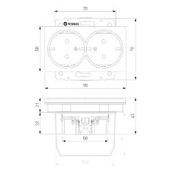 Розетка двойная с заземлением (дымчатый) W1272004