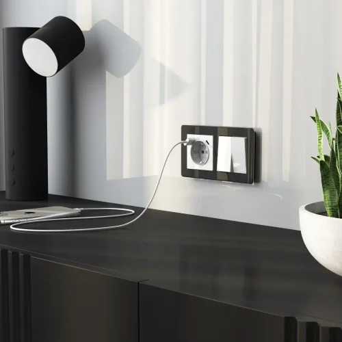 Выключатель двухклавишный проходной (белый акрил) W1122041 - фото 5