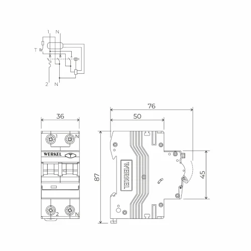 Дифференциальный автомат 1P+N 32 A 30 mА 6 kА C А W922P326 - фото 3