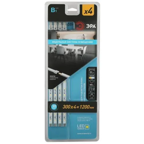 Модуль светодиодный LM-4х2.5-840-B1 2.5Вт 4000К (в комплекте: 4 LED-модуля; набор крепежных элементов; соед. кабель 3шт; источник питания 15Вт) ЭРА C0043308 - фото