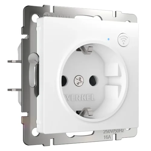 Умная  встраиваемая розетка с заземлением с защитными шторками (белый) W1171601 - фото