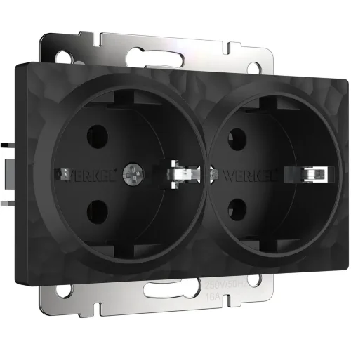 Розетка двойная с заземлением (Hammar черный) W1272008 - фото