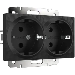 Розетка двойная с заземлением (Hammar черный) W1272008