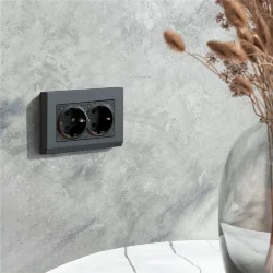 Розетка двойная с заземлением (Hammar черный) W1272008