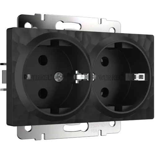 Розетка двойная с заземлением (Hammar черный) W1272008 - фото