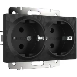 Розетка двойная с заземлением (Hammar черный) W1272008